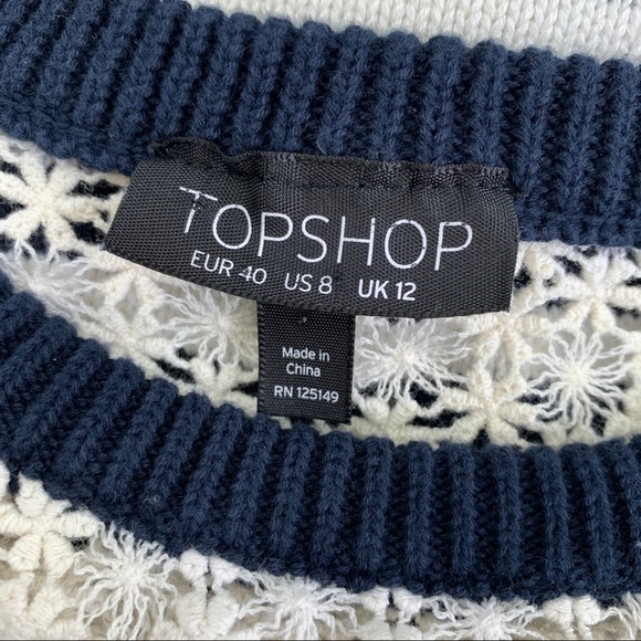 TopShop Striped Crochet Flower Sweater 2 - Picture 8 of 10